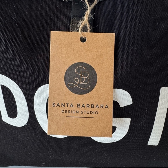 NWT SANTA BARBARA Dog Mom Savannah Canvas Tote Bag Black with Leather Straps - Picture 11 of 12